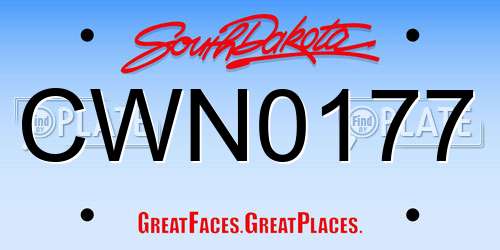 CWN0177 South Dakota License Plate