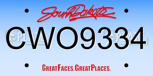 CWO9334 South Dakota License Plate