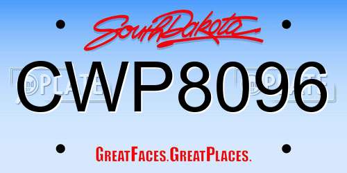 CWP8096 South Dakota License Plate