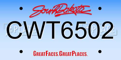 CWT6502 South Dakota License Plate