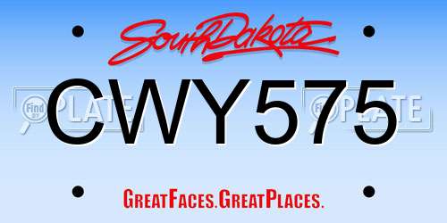CWY575 South Dakota License Plate