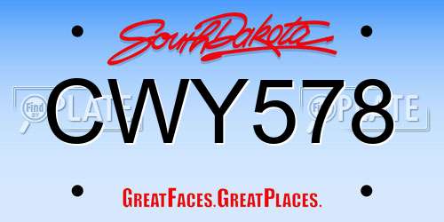 CWY578 South Dakota License Plate