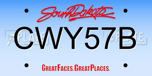 CWY57B South Dakota License Plate
