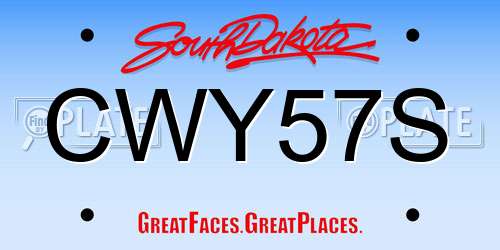 CWY57S South Dakota License Plate