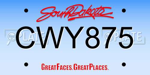 CWY875 South Dakota License Plate
