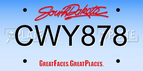 CWY878 South Dakota License Plate