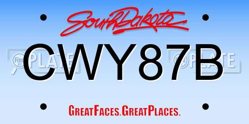 CWY87B South Dakota License Plate