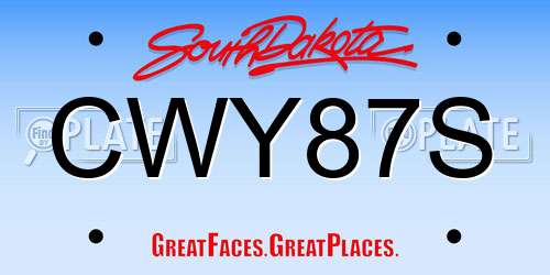 CWY87S South Dakota License Plate