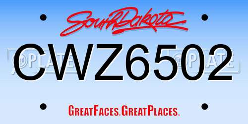 CWZ6502 South Dakota License Plate