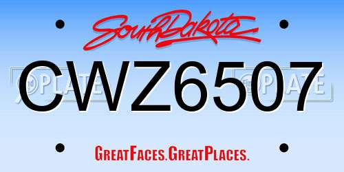 CWZ6507 South Dakota License Plate