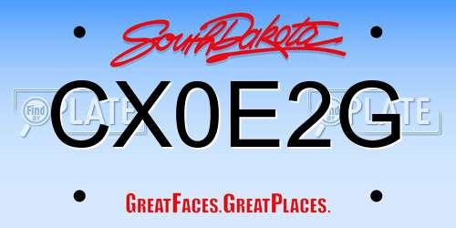 CX0E2G South Dakota License Plate