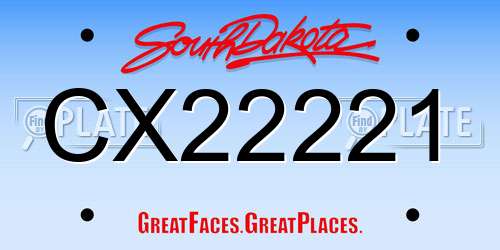 CX22221 South Dakota License Plate