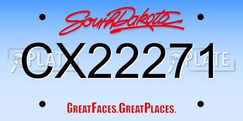 CX22271 South Dakota License Plate