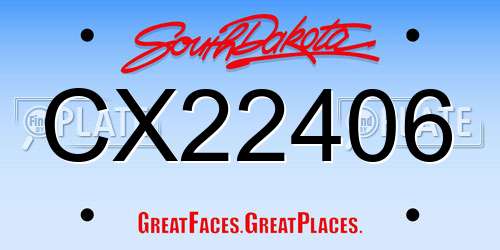 CX22406 South Dakota License Plate