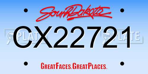 CX22721 South Dakota License Plate