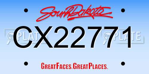CX22771 South Dakota License Plate