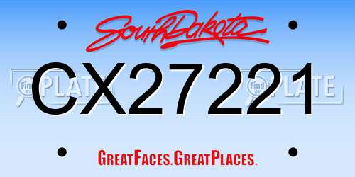 CX27221 South Dakota License Plate