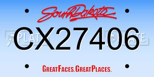 CX27406 South Dakota License Plate
