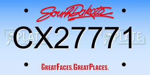 CX27771 South Dakota License Plate