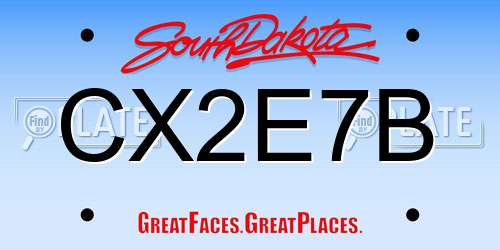 CX2E7B South Dakota License Plate