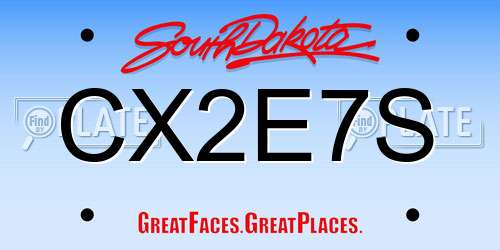 CX2E7S South Dakota License Plate