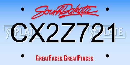 CX2Z721 South Dakota License Plate
