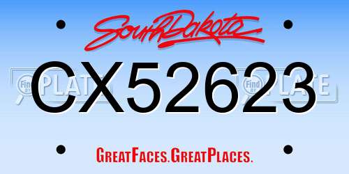 CX52623 South Dakota License Plate