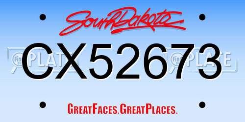 CX52673 South Dakota License Plate