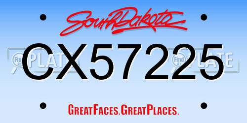 CX57225 South Dakota License Plate