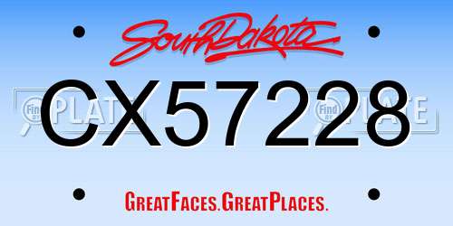 CX57228 South Dakota License Plate