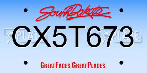 CX5T673 South Dakota License Plate