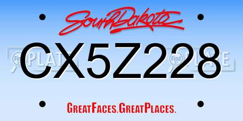 CX5Z228 South Dakota License Plate