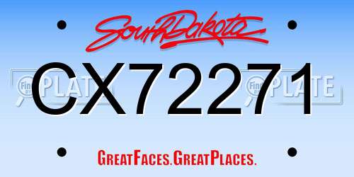 CX72271 South Dakota License Plate