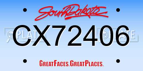 CX72406 South Dakota License Plate