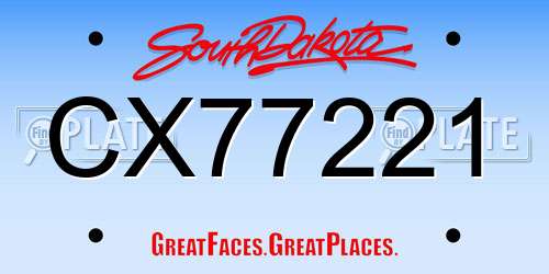 CX77221 South Dakota License Plate