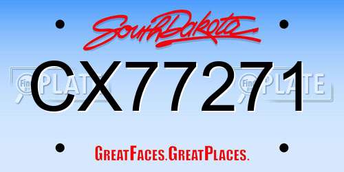CX77271 South Dakota License Plate