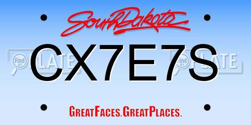 CX7E7S South Dakota License Plate