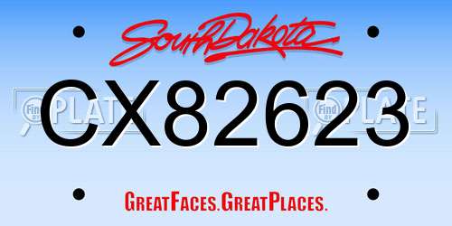 CX82623 South Dakota License Plate
