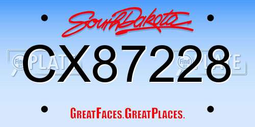 CX87228 South Dakota License Plate