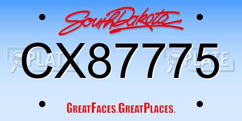 CX87775 South Dakota License Plate