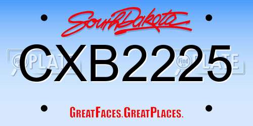 CXB2225 South Dakota License Plate