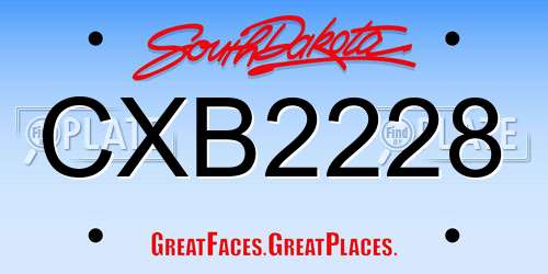 CXB2228 South Dakota License Plate