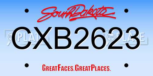 CXB2623 South Dakota License Plate