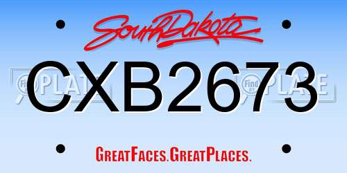CXB2673 South Dakota License Plate