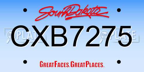 CXB7275 South Dakota License Plate