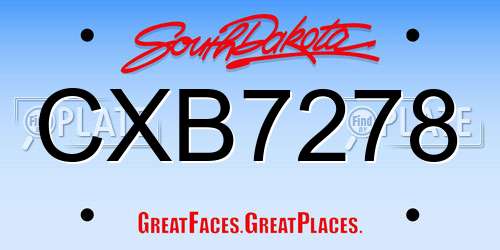CXB7278 South Dakota License Plate