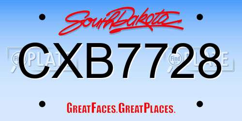 CXB7728 South Dakota License Plate