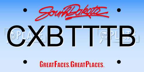 CXBTTTB South Dakota License Plate