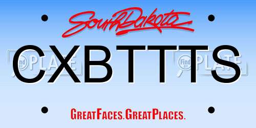 CXBTTTS South Dakota License Plate
