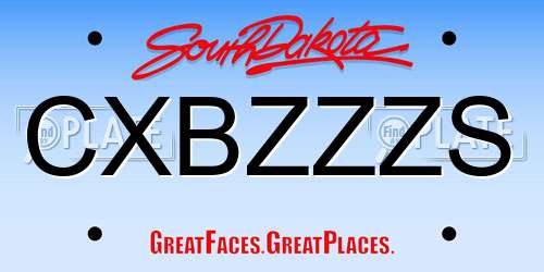 CXBZZZS South Dakota License Plate